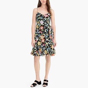 J Crew Liberty Pavilion Black Floral Ruffle Dress